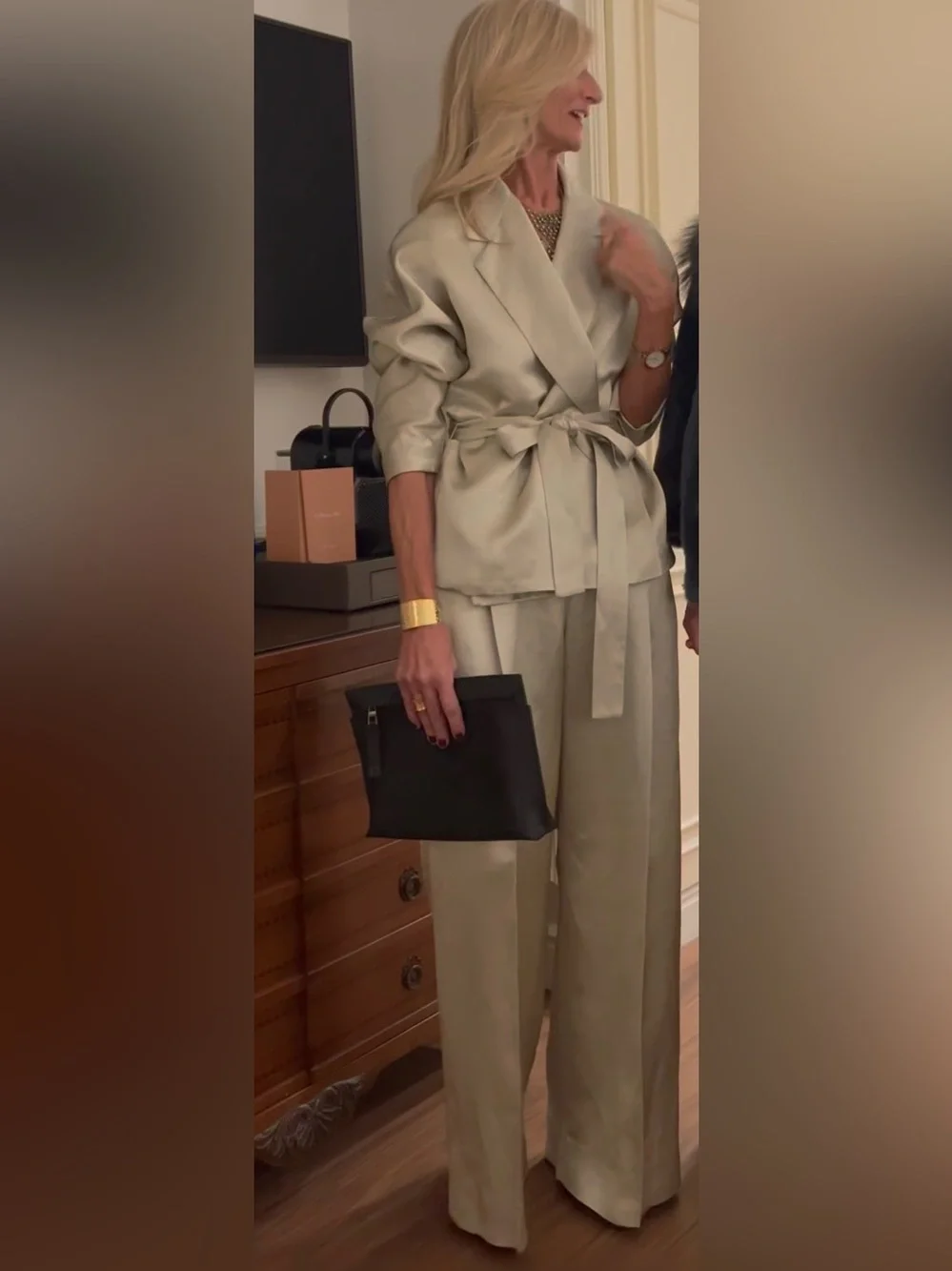 ZW COLLECTION LINEN-BLEND SATIN DARTED TROUSERS